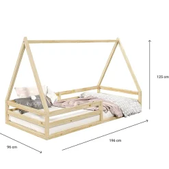 Idimex Lit cabane SILA 90 x 190 cm, en pin massif naturel*Enfant Lit Enfant