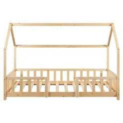 [En.Casa] Lit cabane Sisimiut avec matelas 90 x 200 cm naturel en.casa*Enfant Lit Enfant