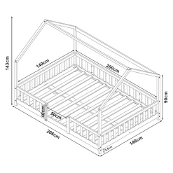[En.Casa] Lit cabane Sisimiut avec matelas 140 x 200 cm vert menthe / blanc en.casa*Enfant Lit Enfant