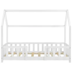Lit cabane Sisimiut avec matelas 70 x 140 cm blanc en.casa><noscript><img width=