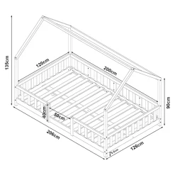 [En.Casa] Lit cabane Sisimiut avec matelas 120 x 200 cm vert menthe / blanc en.casa*Enfant Lit Enfant