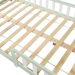 [En.Casa] Lit cabane Sisimiut avec matelas 120 x 200 cm vert menthe / blanc en.casa*Enfant Lit Enfant