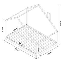 [En.Casa] Lit cabane Siuntio bois de pin 140 x 200 cm naturel en.casa*Enfant Lit Enfant