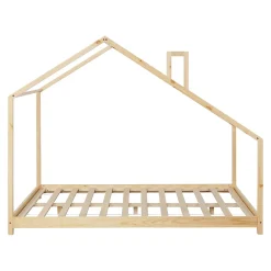 [En.Casa] Lit cabane Siuntio bois de pin 140 x 200 cm naturel en.casa*Enfant Lit Enfant