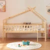 [En.Casa] Lit cabane Sotkamo bois de pin 90 x 200 cm naturel en.casa*Enfant Lit Enfant