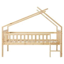 [En.Casa] Lit cabane Sotkamo bois de pin 90 x 200 cm naturel en.casa*Enfant Lit Enfant