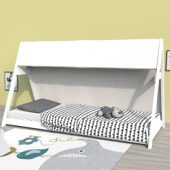 Weber Industries Lit cabane TIPI 70x140 + 1 toile + 1 sommier / Blanc*Enfant Lit Enfant