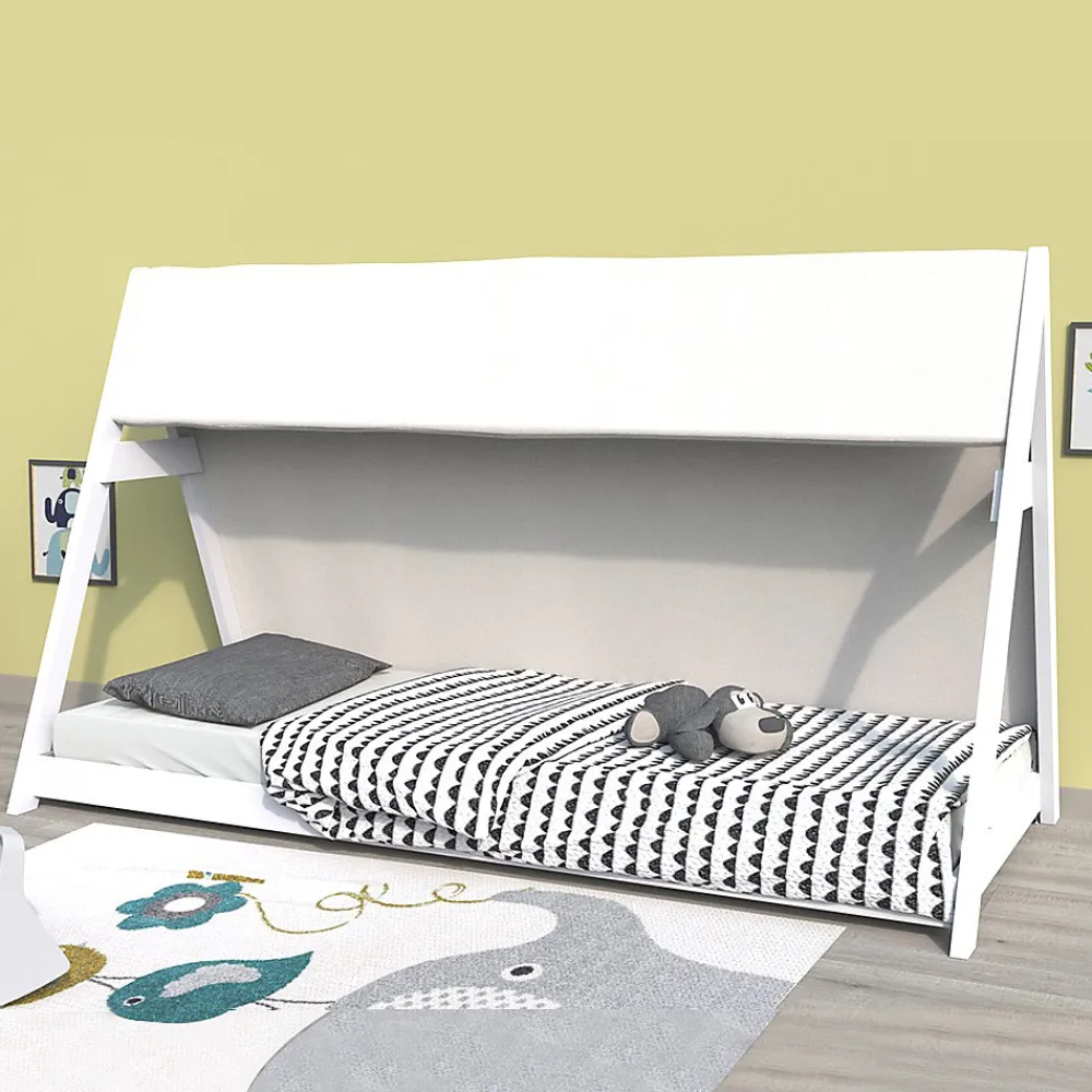 Weber Industries Lit cabane TIPI 70x140 + 1 toile + 1 sommier / Blanc*Enfant Lit Enfant