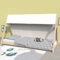 Weber Industries Lit cabane TIPI 90x190 + 1 toile + 1 sommier / Brut*Enfant Lit Enfant