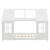 [En.Casa] Lit cabane Tostedt pour enfant forme maison bois de pin 120 x 200 cm blanc en.casa*Enfant Lit Enfant