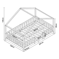 [En.Casa] Lit cabane Treviolo avec matelas à mousse froid 200 x 120 cm gris clair / blanc en.casa*Enfant Lit Enfant