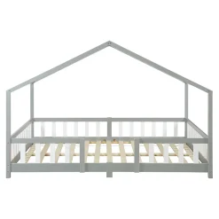 [En.Casa] Lit cabane Treviolo avec matelas à mousse froid 200 x 120 cm gris clair / blanc en.casa*Enfant Lit Enfant