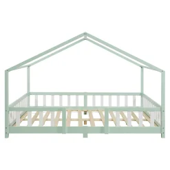 [En.Casa] Lit cabane Treviolo avec matelas à mousse froid 200 x 140 cm vert menthe / blanc en.casa*Enfant Lit Enfant