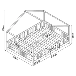 [En.Casa] Lit cabane Treviolo avec matelas à mousse froid 200 x 140 cm vert menthe / blanc en.casa*Enfant Lit Enfant