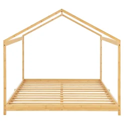 [En.Casa] Lit cabane Vindafjord pour enfant 180 x 200 cm forme maison bambou naturel en.casa*Enfant Lit Enfant