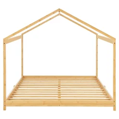 Lit cabane Vindafjord pour enfant 140 x 200 cm forme maison bambou naturel en.casa><noscript><img width=