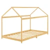 [En.Casa] Lit cabane Vindafjord pour enfant 90 x 200 cm forme maison bambou naturel en.casa*Enfant Lit Enfant