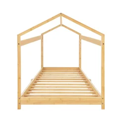 [En.Casa] Lit cabane Vindafjord pour enfant 90 x 200 cm forme maison bambou naturel en.casa*Enfant Lit Enfant