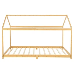 [En.Casa] Lit cabane Vindafjord pour enfant 90 x 200 cm forme maison bambou naturel en.casa*Enfant Lit Enfant