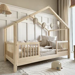 Lit cabane 90x200 barrières et sommier inclus pieds 10 cm Rosalie Bois>Petits-Meubles Sale