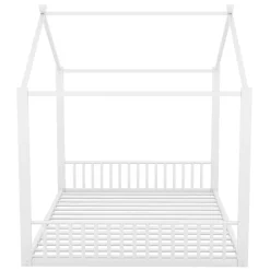 Okwish Lit Cabane 140x200 cm - Lit enfant avec Sommier à Lattes - Métal - Sans Matelas - Blanc*Enfant Lit Enfant