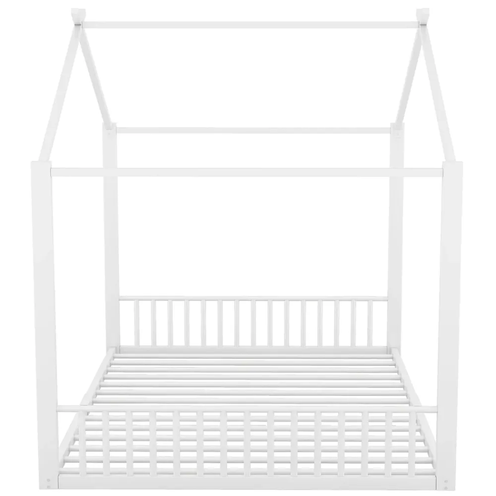 Okwish Lit Cabane 140x200 cm - Lit enfant avec Sommier à Lattes - Métal - Sans Matelas - Blanc*Enfant Lit Enfant