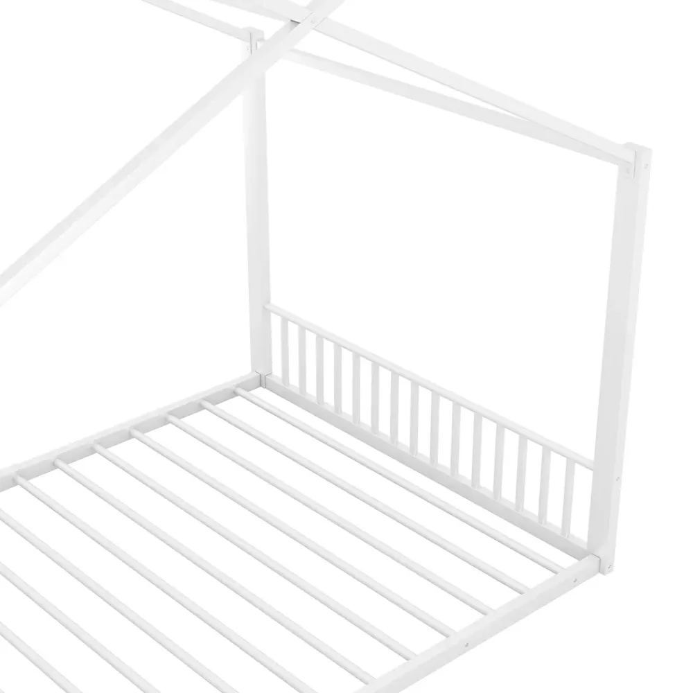 Okwish Lit Cabane 140x200 cm - Lit enfant avec Sommier à Lattes - Métal - Sans Matelas - Blanc*Enfant Lit Enfant