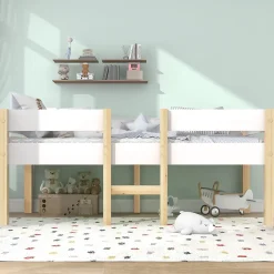 Okwish Lit cabane 90x200 cm - Lit enfant mi-hauteur avec protection antichute - Bois massif - Sans Matelas - Blanc* Lit Avec Rangement