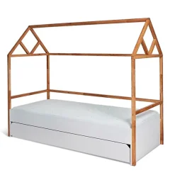 Petits-Meubles Lit cabane 90x200 sommier et tiroir inclus Bellamy Lotta Blanc*Enfant Lit Enfant