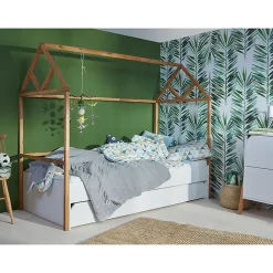 Petits-Meubles Lit cabane 90x200 sommier et tiroir inclus Bellamy Lotta Blanc*Enfant Lit Enfant