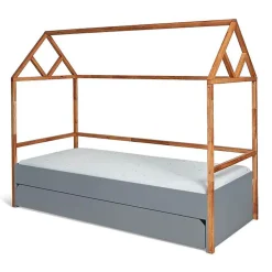 Lit cabane 90x200 sommier et tiroir inclus Bellamy Lotta Gris>Petits-Meubles Discount