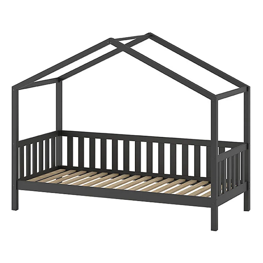 Lit cabane 90x200 sommier inclus Vipack Dallas Anthracite>Petits-Meubles Hot