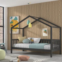Lit cabane 90x200 sommier inclus Vipack Dallas Anthracite>Petits-Meubles Hot