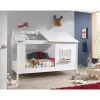 Lit Cabane 90x200 toit semi-ouvert et fenêtre Sommier inclus Vipack HouseBed - Blanc>Petits-Meubles Best