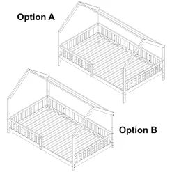 [En.Casa] Lit cabane Ydre bois de pin 120 x 200 cm blanc en.casa*Enfant Lit Enfant