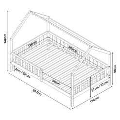 [En.Casa] Lit cabane Ydre bois de pin 120 x 200 cm blanc en.casa*Enfant Lit Enfant