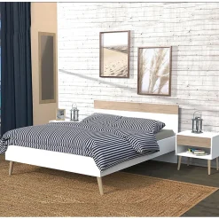 Lit CAMPER 140x190 cm / Décor Chêne blanchi et blanc>Weber Industries Outlet