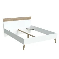 Lit CAMPER 140x190 cm / Décor Chêne blanchi et blanc><noscript><img width=