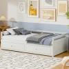Redom Lit canapé extensible quatre vingt dix cent quatre vingt par deux cents bois de pin avec tiroirs sommier rangement blanc* Lit Avec Rangement