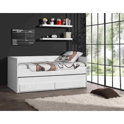Lit capitaine 90x200 Sommier Inclus Vipack Robin - Blanc><noscript><img width=