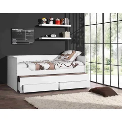 Lit capitaine 90x200 Sommier Inclus Vipack Robin - Blanc><noscript><img width=