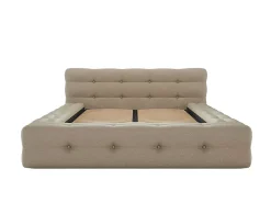Vente-unique Lit capitonné 160 x 200 cm - Tissu chiné - Beige - LERUCO* Lit Double