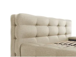 Vente-unique Lit capitonné 140 x 190 cm - Tissu chiné - Beige + Sommier + Matelas - LERUCO* Lit Double