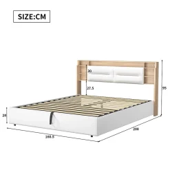 Fortuna lai Lit capitonné, 160 x 200 cm, avec fonction de charge USB de type C, éclairage LED et 4 tiroirs, sommier à lattes en bois* Lit Coffre