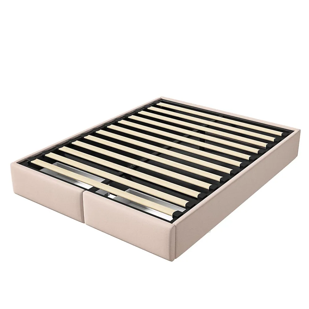 ProximaX Lit capitonné 140 x 200cm, lit plateforme, lit capitonné sans tête de lit, avec rangement hydraulique et 2 tiroirs, beige* Lit Coffre