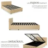 Tectake Lit capitonné avec bandes LED et espace de rangement 140x200 beige* Lit Double