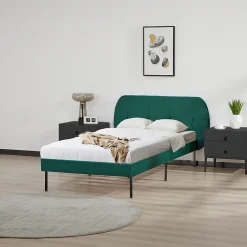 Lit capitonné Porvoo 90 x 200 cm vert foncé en.casa>[En.Casa] Online