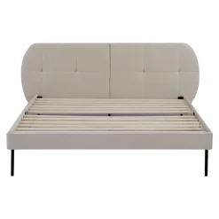 [En.Casa] Lit capitonné Porvoo 140 x 200 cm beige en.casa* Lit Double