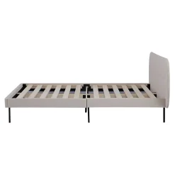 [En.Casa] Lit capitonné Porvoo 140 x 200 cm beige en.casa* Lit Double