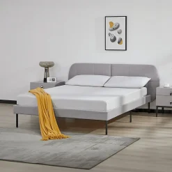Lit capitonné Porvoo 140 x 200 cm gris en.casa>[En.Casa] New